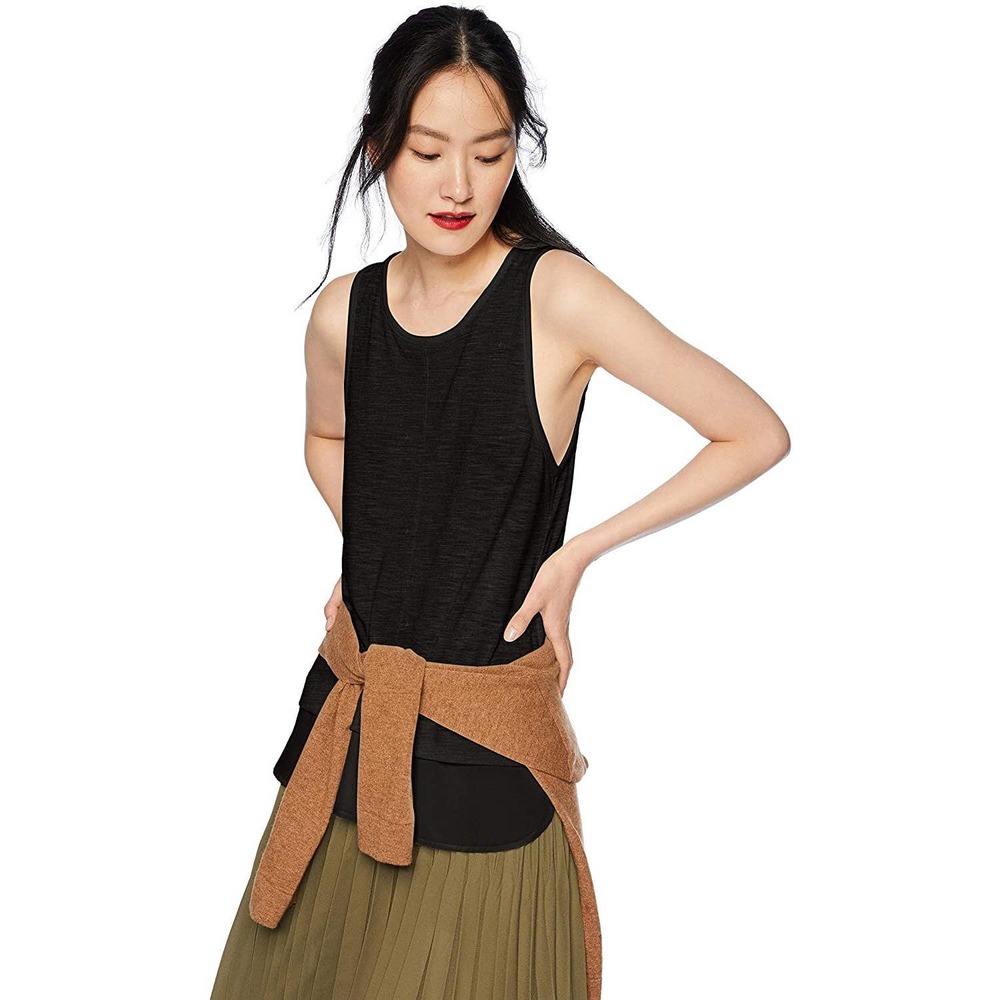 J.CREW Factory Layered Tank NWT Black Knit Silky